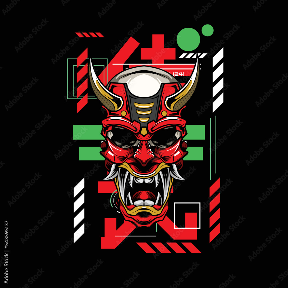 Vector illustration of samurai mask