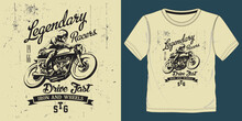 Motorcycle Drive Fast Custom Motor Vector Graphics, For Sticker Or Printing For The T-shirt And Poster, Drive Fast Slogan With Motorcycle Illustration

