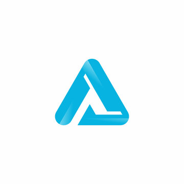 Triangle abstract vector logo isolated, blue gradient logotype isolated, modern trendy geometry elegant rounded symbol clipart
