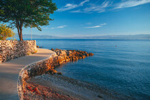 Beautiful Beach Near Brela Town, Dalmatia, Croatia. Makarska Riviera, Famous Landmark And Travel Touristic Destination In Europe