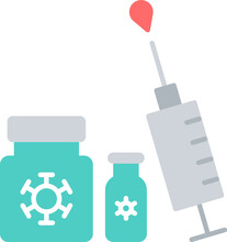 Syringe And Medicine Icon.
