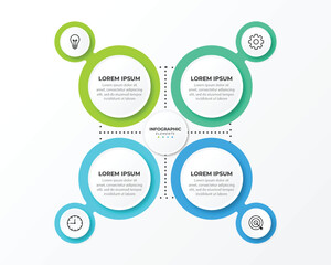 Infographic circle element template can be used for workflow layout diagram number options web design Infographic business concept with 4 option parts steps or processes