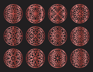 Poster - set decorative circle coaster for laser cutting. round abstract geometric coaster card. laser cut de