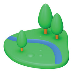 Sticker - Forest land 3d rendering isometric icon.