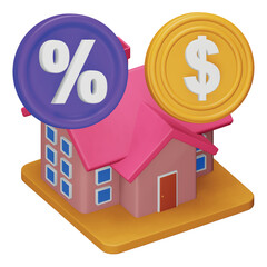 Poster - Interest rate 3d rendering isometric icon.