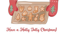 Have A Holly Jolly Christmas With Gingerbread Cookies. Vector Illustration.