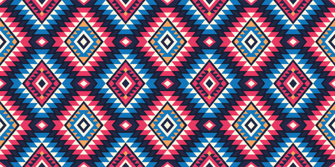 Wall Mural - Native Aztec, Navajo seamless pattern. Tribal geometric print. Ethnic colorful design wallpaper, fabric, cover, textile, rug, blanket.