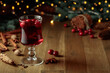 Christmas drink with spices and cranberries.