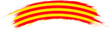 Flag of Catalonia in rounded grunge brush stroke.