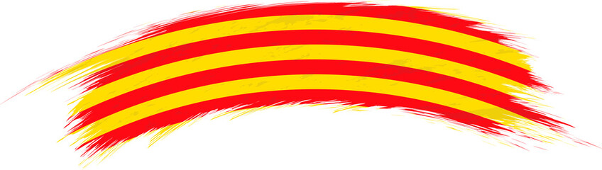 Sticker - Flag of Catalonia in rounded grunge brush stroke.