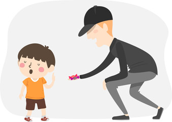 Sticker - Man Candies Kid Boy Stranger Danger Illustration