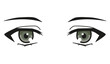 Hand drawn cute green beautiful anime eyes isolated on white background. Eyes in manga cartoon style for drawing, books, print, visual, posters, covers, web design