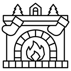 Sticker - fireplace outline icon