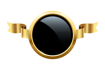 Poster - Gold circle frame and ribbon with shine and sparkle light effect, 3d golden circular ring