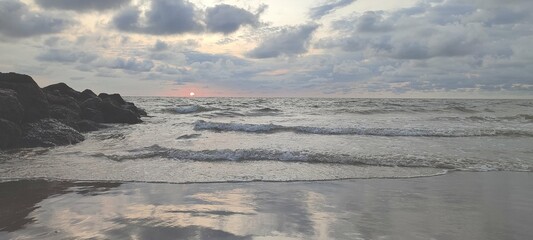 sunset beach and rock 2