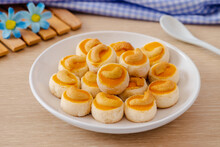 Cashew Nut Cookies Or Singapore Cookies On White Plate