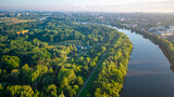 Fototapeta  - zakole rzeki Odry w Opolu widziane z powietrza