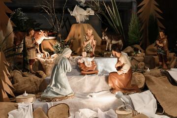 Wall Mural - Christmas creche with Joseph Mary and Jesus