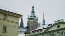 Clock Tower Behind Buildings, Prague