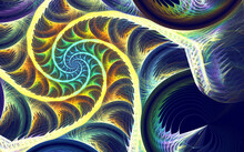 Abstract Fractal Patterns And Shapes. Infinite Universe.Mysterious Psychedelic Relaxation Pattern. Dynamic Flowing Natural Forms. Sacred Geometry.Mystical Spirals. 3D Render.