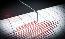 Seismograph For Earthquake Detection Or Lie Detector Is Drawing Chart. 3D Rendered Illustration.