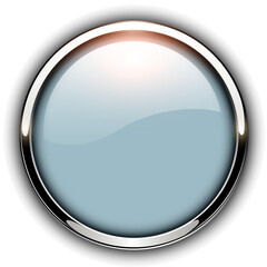 Poster - Glossy button, grey with metallic elements, 3d illustration.