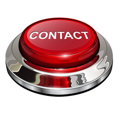 Poster - Contact button, 3d red glossy metallic icon isolated.