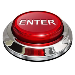 Fototapete - Enter button, 3d red glossy metallic icon isolated.