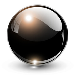 Wall Mural - Black shiny crystal sphere, 3d glass ball icon.