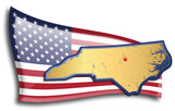 Fototapeta  - U.S. states - map of North Carolina against an American flag. Rivers and lakes are shown on the map. American Flag and State Map can be used separately and easily editable.