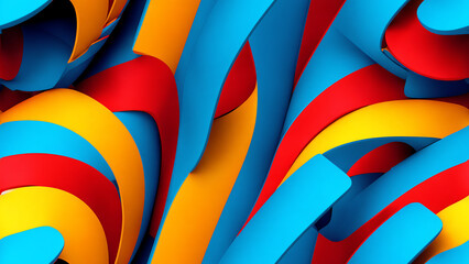 Poster - abstract colorful background with red, blue and yellow dynamic shapes composition. great for modern 