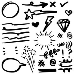 Leinwandbilder - set of Hand drawn doodle elements for concept design isolated on white background. vector illustration.
