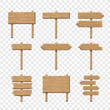 Wood signs set. Empty wooden signboards templates collection, vector illustration