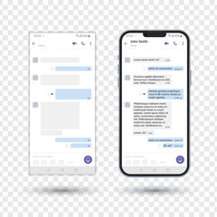 Messenger UI template, Social communication app mockup, chat application concept, vector illustration