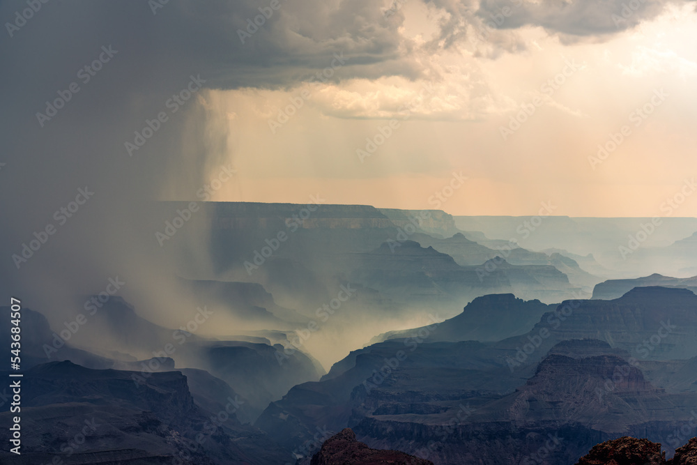 Monsoon Rain storm over the Grand Canyon National Park - South Rim from ...