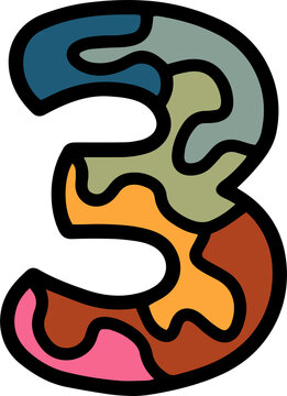 figure 3 vintage retro font with stained glass pattern puzzle mosaic kaleidoscope in muted colors