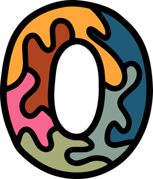figure 0 vintage retro font with stained glass pattern puzzle mosaic kaleidoscope in muted colors