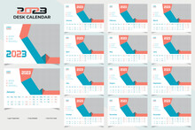 Modern And Colorful Abstract New Year 2023 Desk Calendar Template Design
