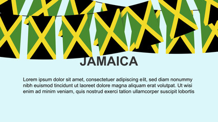 Wall Mural - Jamaica flags hanging on a rope, celebration and greeting concept, independence day