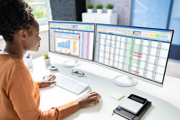 Poster - Data Analyst African Woman Using Spreadsheet
