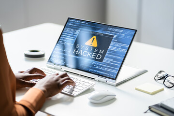 Poster - Ransomware Extortion Attack. Hacked Laptop Password