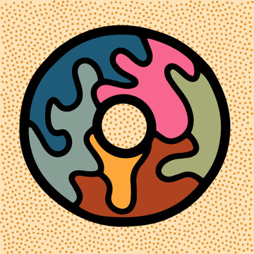 letter O vintage retro font with stained glass pattern puzzle mosaic kaleidoscope in muted colors