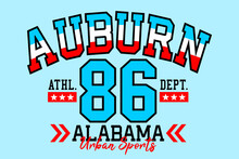 Auburn Alabama 86 Vintage Typography Design