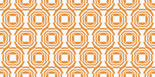 Optical Orange Tiles. Striped Rounded Shapes, With An Empty Square Shape Inside. Seamless Pattern From Tiles For Interior Design And Print.