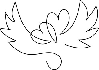 Wall Mural - Heart and wings Continuous one line draw