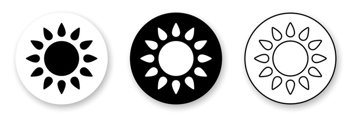 Wall Mural - Sun icons collection. Set of three variants in black and white colors. Best for seamless patterns, decoration, and your design.