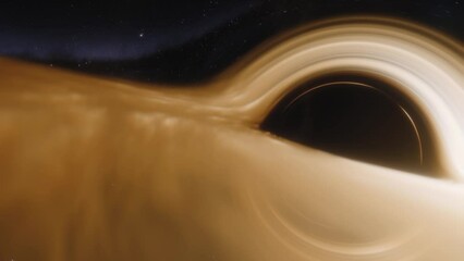 Wall Mural - supermassive black hole. Accretion disk of matter on the event horizon of black hole. Space, light and time are distorted by strong gravity 