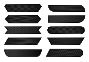 Aufkleber - Set of Modern dark black metal sign board label plate Video headline title or television news bar design template isolated on white