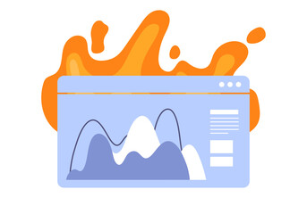 Poster - burning webpage icon. graphic element for website, poster or banner. time management, modern technol