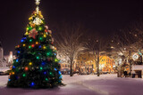 Fototapeta  - christmas tree at night